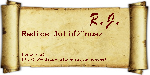 Radics Juliánusz névjegykártya